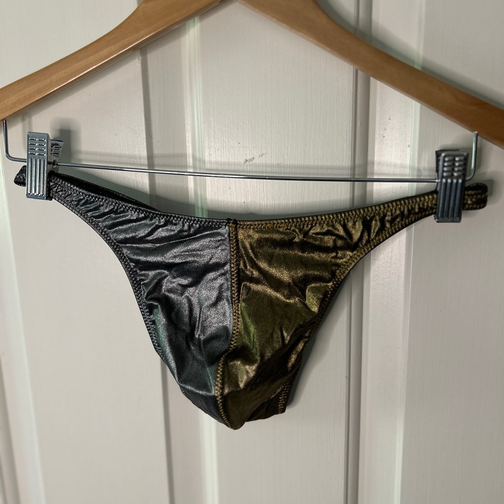 Charlie by MZ Liquid Metal Boomerang Two-Tone Metallic Swim brief  Large